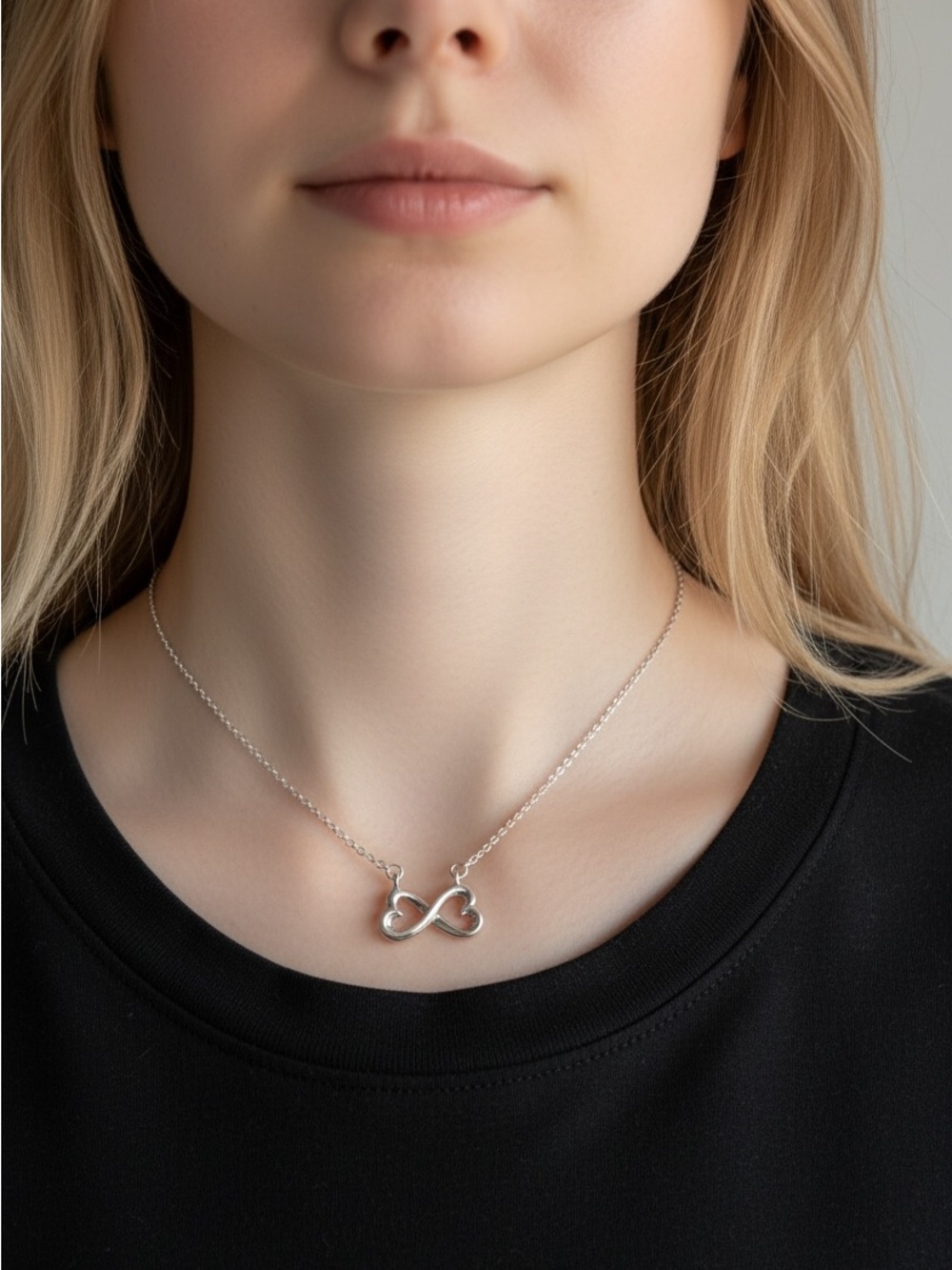 10/8 Silver Infinity Pendant Necklace for Women - Elegant Silver Tone